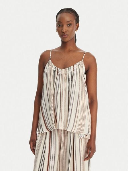 Eleh Top SS260131 Écru Regular Fit. Białe topy damskie Eleh, bez wzorów, z wiskozy, bez kołnierzyka, bez ramiączek. Za 206.99 zł.