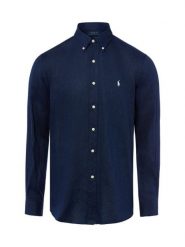 Polo Ralph Lauren koszula lniana Mężczyźni Regular Fit len niebieski, M. Niebieskie koszule męskie Polo Ralph Lauren, m, bez wzorów, ze lnu, eleganckie, bez kołnierzyka, bez ramiączek. Za 599.95 zł.