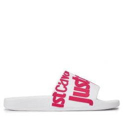 Klapki Just Cavalli. Białe klapki damskie Just Cavalli, bez wzorów, bez obcasa, bez zapięcia. Za 319.99 zł.