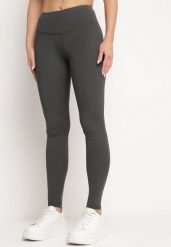 Ciemnoszare Legginsy z Gumką w Pasie Cacilla. Szare legginsy damskie Born2be, bez wzorów, z jeansu. Za 29.99 zł.