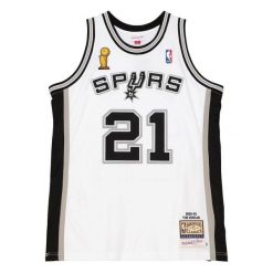 Koszulka San Antonio Spurs NBA Home Finals Tim Duncan 2002. Białe bluzki damskie Mitchell & Ness, bez wzorów, sportowe, bez kołnierzyka, bez ramiączek. Za 1,169.00 zł.