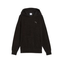 Damska bluza z kapturem Essentials Elevated Comfort Velour Rib PUMA Black. Czarne bluzy damskie Puma, bez wzorów, sportowe, bez ramiączek, z kapturem. Za 249.00 zł.