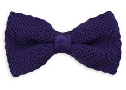 Fioletowa Mucha Typu Knit - Alties. Fioletowe krawaty i muchy Alties, bez wzorów, dziergany, eleganckie. Za 54.00 zł.