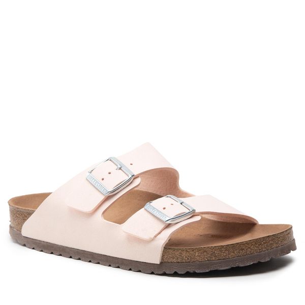 Klapki Birkenstock. Czerwone klapki damskie Birkenstock, bez wzorów, bez obcasa, bez zapięcia. Za 449.99 zł.