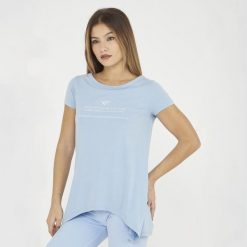 T-shirt gimnastyczny Europa damski jasnoniebieski. Niebieskie t-shirty damskie Legea, bez wzorów, z bawełny, sportowe, bez kołnierzyka, bez ramiączek. Za 56.00 zł.