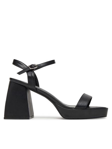 DeeZee Sandały LR2206123 Czarny. Czarne sandały damskie DeeZee, bez wzorów, z materiału, bez obcasa, na słupku, bez zapięcia. Za 169.99 zł.