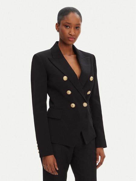 Balmain Marynarka DF1SG008VB00 Czarny Regular Fit. Czarne marynarki i żakiety damskie Balmain, bez wzorów, z wiskozy, bez kołnierzyka, bez ramiączek. Za 8,099.00 zł.