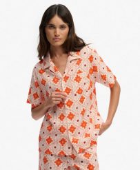 Superdry Koszula Krótki Rękaw Beach z Nadrukiem – Relaxed Fit. Brązowe koszule damskie Superdry, bez wzorów, z bawełny, wakacyjne, bez kołnierzyka, bez ramiączek. Za 234.25 zł.