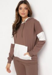 Brązowa Bawełniana Bluza z Kapturem Aneksa. Brązowe bluzy damskie Born2be, bez wzorów, z bawełny, casualowe, bez ramiączek, z kapturem. Za 64.99 zł.
