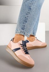 Różowo-Granatowe Sneakersy Tenisówki z Geometrycznym Wzorem Hanivra. Czerwone trampki i tenisówki damskie Renee, bez wzorów, z jeansu, bez zapięcia. Za 74.99 zł.
