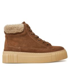 Botki Gant. Brązowe botki damskie GANT, bez wzorów, bez obcasa, na płaskiej podeszwie, bez zapięcia. Za 449.99 zł.