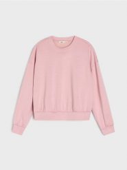Gładka bluza z długim rękawem soft touch - różowy. Czerwone bluzy damskie Sinsay, l, bez wzorów, bez ramiączek, bez kaptura. Za 49.99 zł.