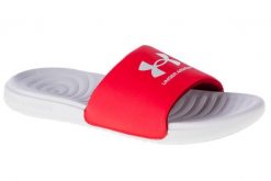 Klapki basenowe męskie Under Armour Ansa Fixed Slides. Białe klapki męskie Under Armour, bez wzorów, z materiału, bez zapięcia. Za 130.99 zł.