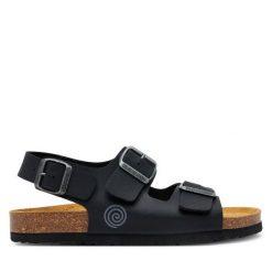 Sandały Dr. Brinkmann. Czarne sandały damskie Dr. Brinkmann, bez wzorów, bez obcasa, na płaskiej podeszwie, bez zapięcia. Za 169.99 zł.