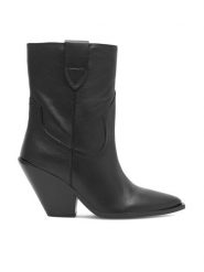 Badura Kowbojki AMADORA-110436 Czarny. Czarne botki damskie Badura, bez wzorów, ze skóry, bez obcasa, na słupku, bez zapięcia. Za 279.99 zł.