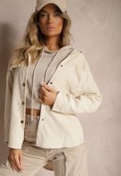 Jasnobeżowa Klasyczna Koszula Sztruksowa Nevettis. Brązowe koszule damskie Renee, xl, bez wzorów, ze sztruksu, klasyczne, bez kołnierzyka, bez ramiączek. Za 49.99 zł.