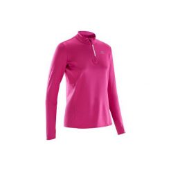 Bluza biegania RUN WARM damska. Niebieskie bluzy damskie KALENJI, bez wzorów, z elastanu, bez ramiączek, bez kaptura. Za 39.99 zł.