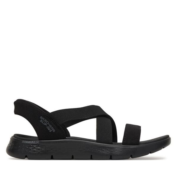 Sandały Skechers. Czarne sandały damskie Skechers, bez wzorów, bez obcasa, na płaskiej podeszwie, bez zapięcia. Za 216.99 zł.