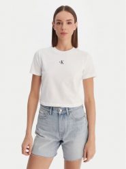 Calvin Klein Jeans T-Shirt LV047AB213 Biały Regular Fit. Białe t-shirty damskie Calvin Klein Jeans, s, bez wzorów, z bawełny, bez kołnierzyka, bez ramiączek. Za 209.99 zł.