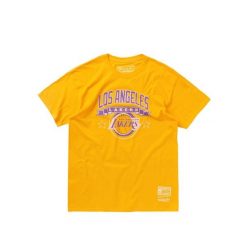 Koszulka Lakers. Żółte bluzki damskie Mitchell & Ness, bez wzorów, sportowe, bez kołnierzyka, bez ramiączek. Za 258.00 zł.