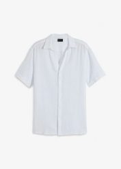 Koszula muślinowa z krótkim rękawem. Białe koszule męskie bonprix, m, bez wzorów, bez kołnierzyka, bez ramiączek. Za 79.99 zł.