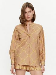 TWINSET Koszula 241TP2730 Beżowy Straight Fit. Brązowe koszule damskie Twinset, bez wzorów, z bawełny, bez kołnierzyka, bez ramiączek. Za 609.99 zł.