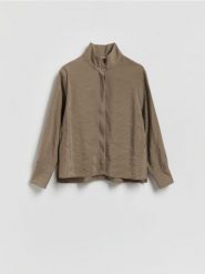 Koszula z modalem - szary. Szare koszule damskie Reserved, l, bez wzorów, z tkaniny, bez kołnierzyka, bez ramiączek. Za 129.99 zł.