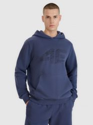 4F Bluza dresowa nierozpinana z kapturem męska - szara XXL. Szare bluzy sportowe męskie 4F, m, bez wzorów, z bawełny, z kapturem. W wyprzedaży za 99.99 zł.