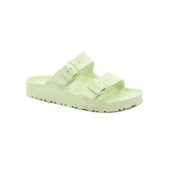 Klapki damskie Birkenstock Arizona Eva. Zielone klapki damskie Birkenstock, na lato, bez wzorów, z materiału, bez obcasa, bez zapięcia. Za 367.00 zł.