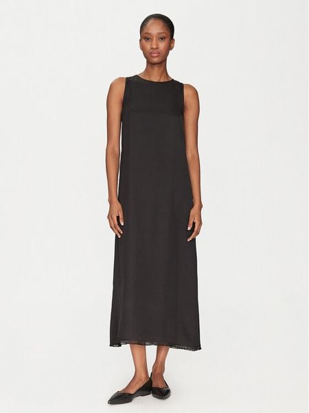 Marella Sukienka letnia Jumcos 2515221111 Czarny Regular Fit. Czarne sukienki damskie Marella, na lato, bez wzorów, z wiskozy, bez kołnierzyka, bez ramiączek. Za 479.99 zł.