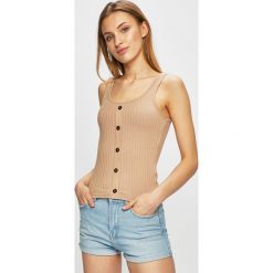 Tally Weijl - Top. Brązowe topy damskie TALLY WEIJL, l, bez wzorów, z dzianiny, bez kołnierzyka, bez ramiączek. W wyprzedaży za 27.90 zł.