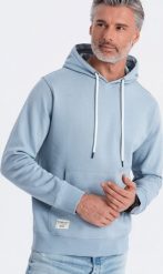 Ombre Bluza męska dresowa kangurka z kapturem - niebieska V7 OM-SSBN-0177 S. Niebieskie bluzy męskie Ombre, m, bez wzorów, z dresówki, z kapturem. Za 109.99 zł.