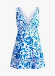 Sukienka kąpielowa z dekoltem w serek. Białe sukienki damskie bonprix, na plażę, bez wzorów, bez kołnierzyka, bez ramiączek. Za 189.99 zł.