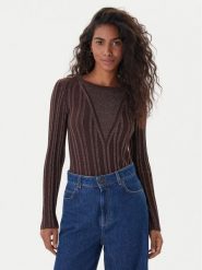 Fracomina Sweter FJ25WT7013K463Q7 Brązowy Slim Fit. Brązowe swetry nierozpinane damskie Fracomina, l, bez wzorów, z wiskozy, bez kołnierzyka, bez ramiączek. Za 399.99 zł.