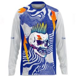 Koszulka MTB Enduro z długim rękawem Punk. Białe bluzy męskie C-LAB, bez wzorów, z tkaniny, sportowe, bez ramiączek, bez kaptura. Za 329.17 zł.