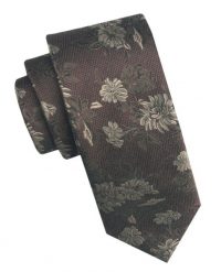 Elegancki i Modny Męski Krawat - Angelo di Monti - Brąz w Kwiaty. Krawaty i muchy Angelo di Monti, bez wzorów, z tkaniny, eleganckie. Za 45.00 zł.