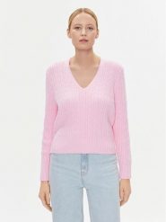 Tommy Hilfiger Sweter WW0WW39017 Różowy Regular Fit. Czerwone swetry nierozpinane damskie Tommy Hilfiger, xxl, bez wzorów, z syntetyku, bez kołnierzyka, bez ramiączek. Za 599.99 zł.