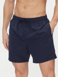 Guess Szorty kąpielowe F4GT01 WG282 Granatowy Regular Fit. Niebieskie kąpielówki męskie Guess, z aplikacjami, z syntetyku. Za 139.99 zł.