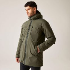 Yewbank II Regatta męska trekkingowa kurtka parka zimowa. Zielone kurtki męskie Regatta, na zimę, m, bez wzorów, sportowe, bez kołnierzyka, bez kaptura. Za 249.99 zł.