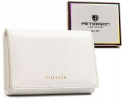 Portfel damski Peterson PTN 013-LAK biały. Białe portfele damskie Peterson, ze skóry ekologicznej. Za 99.00 zł.