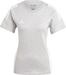 Adidas Koszulka damska adidas Tiro 24 Sweat Tee szara IR9355 XS. Szare bluzki damskie Adidas, xs, bez wzorów, bez kołnierzyka, bez ramiączek. Za 150.11 zł.