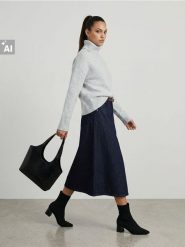 Sweter z golfem - szary. Szare swetry nierozpinane damskie Sinsay, l, bez wzorów, bez kołnierzyka, bez ramiączek. Za 49.99 zł.
