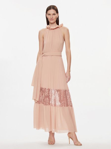 Kontatto Sukienka wieczorowa SU301 Różowy Regular Fit. Czerwone sukienki damskie Kontatto, bez wzorów, z syntetyku, wizytowe, bez kołnierzyka, bez ramiączek. Za 499.99 zł.