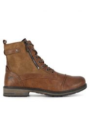 Mustang Trzewiki 4157-503 Brązowy. Brązowe botki męskie Mustang, bez wzorów, z materiału, bez obcasa, bez zapięcia. Za 379.99 zł.