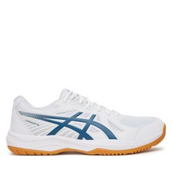 Buty halowe Asics. Białe buty sportowe męskie Asics, bez wzorów, bez zapięcia. Za 249.99 zł.