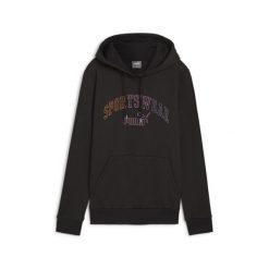 Damska bluza z kapturem ESS+ LOGO LAB PUMA Black. Czarne bluzy damskie Puma, m, bez wzorów, sportowe, bez ramiączek, z kapturem. Za 275.12 zł.