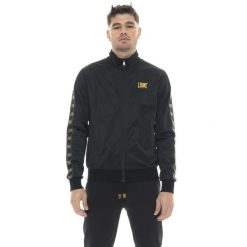 Bluza Herren, Triacetat mit Stehkragen, Reißverschluss, Leone 1947. Czarne bluzy męskie LEONE 1947 APPAREL, bez wzorów, z bawełny, sportowe, bez ramiączek, bez kaptura. Za 147.35 zł.