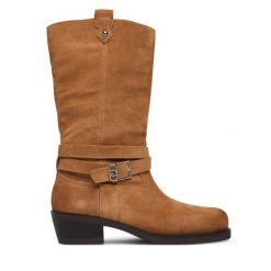 Kozaki Liu Jo. Brązowe kozaki damskie Liu Jo, bez wzorów, bez obcasa, na słupku, bez zapięcia. Za 1,069.00 zł.