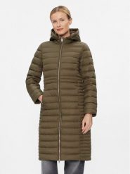 Tommy Hilfiger Płaszcz zimowy Feminine WW0WW39861 Khaki Regular Fit. Brązowe płaszcze damskie Tommy Hilfiger, na zimę, s, bez wzorów, z syntetyku, bez kołnierzyka, bez kaptura. Za 879.99 zł.