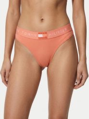 Tommy Hilfiger Stringi Heritage Tonal UW0UW06039 Pomarańczowy. Brązowe majtki damskie Tommy Hilfiger, z bawełny. Za 89.99 zł.